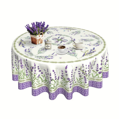 1pc Romantic Lilac Field Tablecloth - Spring/Summer Decor - Stain/Wrinkle-Free, Ideal for Home, Kitchen, Dining, Parties, & Gifts