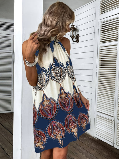 「lovevop」Bohemian Halter Dress, Casual Every Day Dress For Summer & Spring, Women's Clothing