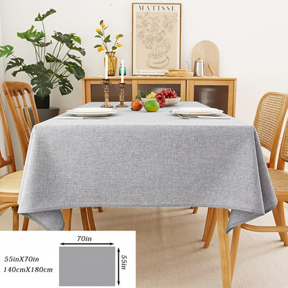 1PC Waterproof & Oil-Proof Polyester Rectangle Tablecloth, Simple Style for Picnic, Holiday Party, Home Decor