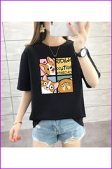 lovevop Cartoon Printed Mid-length Women's Loose T-Shirt FW8210