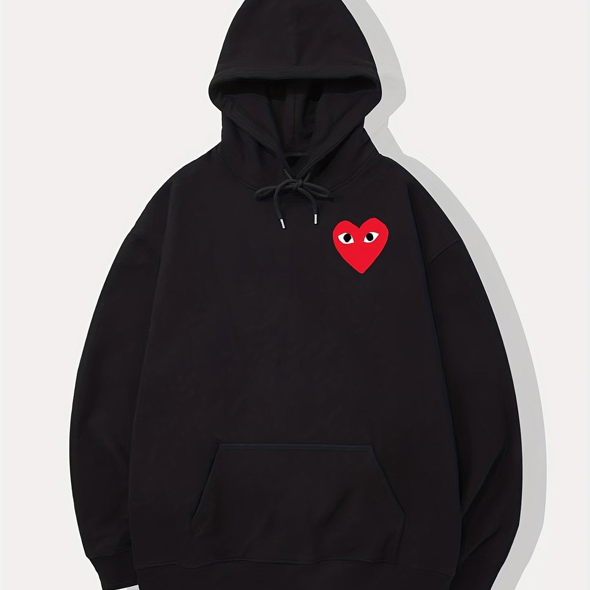 「lovevop」Heart Print, Men's Casual Loose Wear Hoodie, Drawstring Hoodie With Kangaroo Pocket