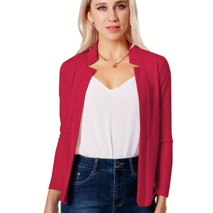 「lovevop」Solid Split Open Front Blazer, Elegant Long Sleeve Blazer, Elegant & Stylish Tops For Office & Work, Women's Clothing