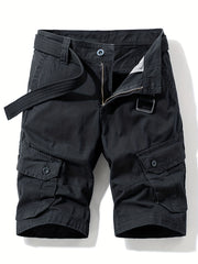 「lovevop」Men's Casual Cotton Drawstring Shorts With Button Pockets, Male Clothes For Summer [Belt Not Included]