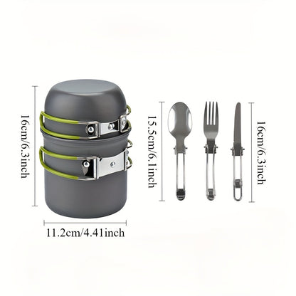 1pc Deluxe Camping Cookware Kit - Stainless Steel Utensils Set with Durable Forks, Knives, Spoons - Portable, Compact, Space-Saving, Easy-to-Clean, Ideal for Outdoor Camping, Picnic, Travel, Cooking Adventures