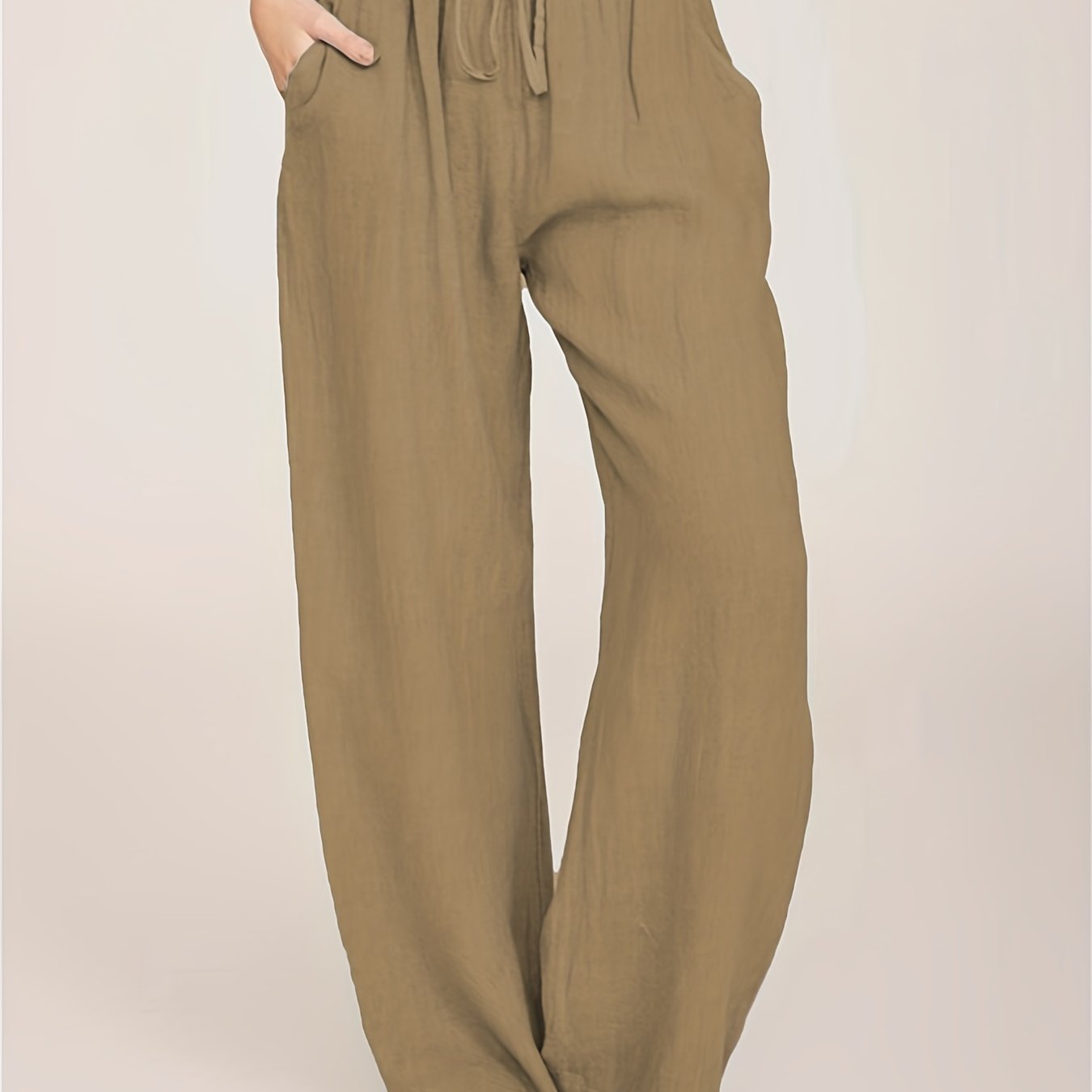 「lovevop」Drawstring Wide Leg Pants, Solid Loose Palazzo Pants, Casual Every Day Pants, Women's Clothing