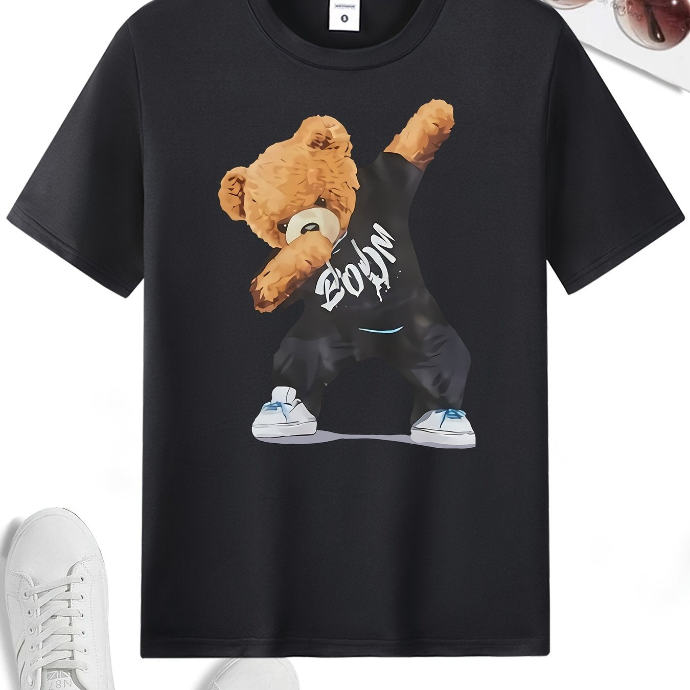 「lovevop」Men's Teddy Bear Dab Trendy Casual Round Neck Short Sleeve T-shirt For Spring And Summer