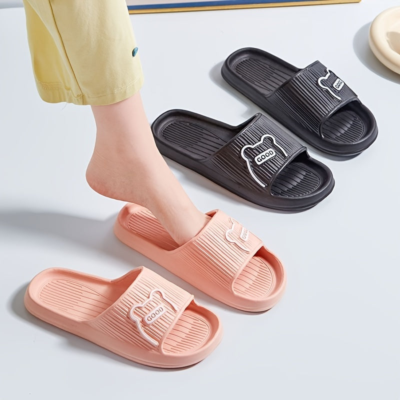 「lovevop」Step Into Comfort: 1 Pair of Stylish Letter & Cartoon Pattern EVA Slippers