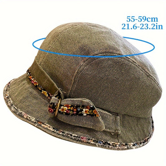 Womens Vintage-Inspired Lightweight Cotton Breton Cap - Artistic College Style Bucket Hat with Woven Craftsmanship and Lace Pattern - Perfect for Holiday and Everyday Wear