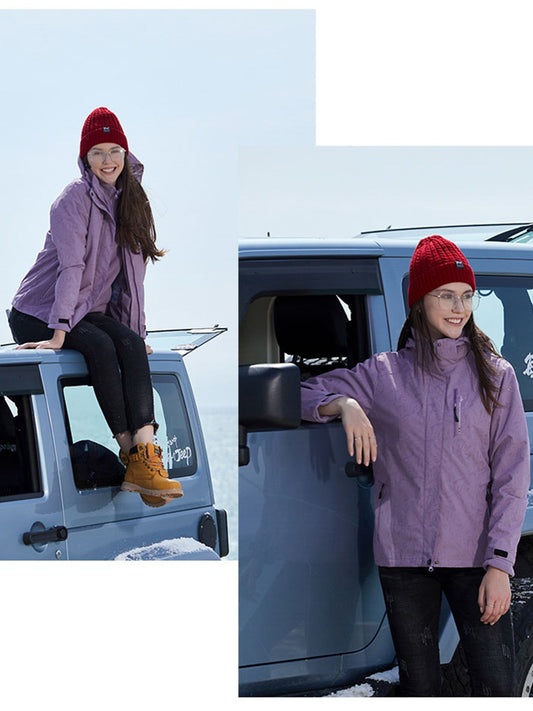 two-piece Women's 3-in-1 Camo Hooded Jacket - Windproof and Warm Fleece Set