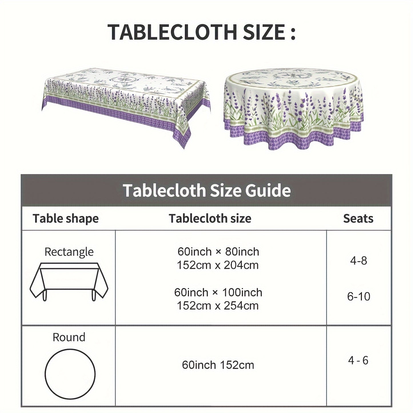 1pc Romantic Lilac Field Tablecloth - Spring/Summer Decor - Stain/Wrinkle-Free, Ideal for Home, Kitchen, Dining, Parties, & Gifts
