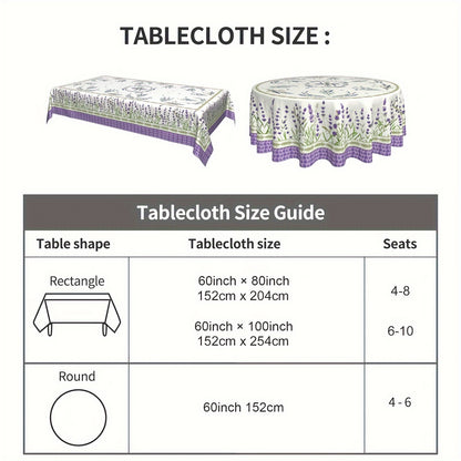 1pc Romantic Lilac Field Tablecloth - Spring/Summer Decor - Stain/Wrinkle-Free, Ideal for Home, Kitchen, Dining, Parties, & Gifts