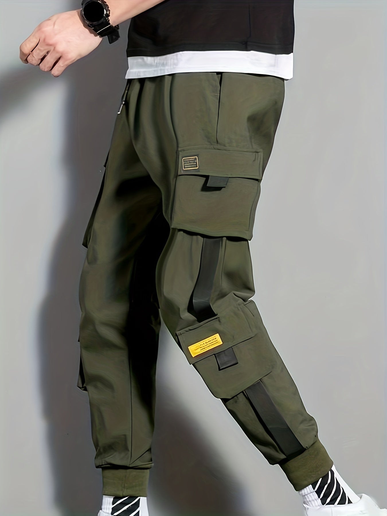 「lovevop」New Men's Thin Flap Pocket Cargo Joggers Pants