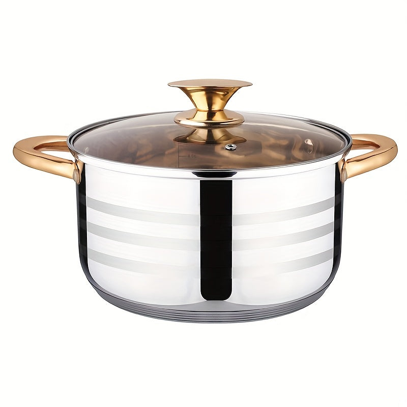 1pc High-End Stainless Steel Small Soup Pot - Saucepans for Cooking Pasta, Steak Sauce, Porridge, Ramen, Noodle, and Dessert - Double-Eared Stew Pot with Versatile Cooking Options