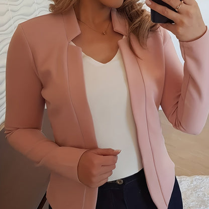 「lovevop」Solid Split Open Front Blazer, Elegant Long Sleeve Blazer, Elegant & Stylish Tops For Office & Work, Women's Clothing