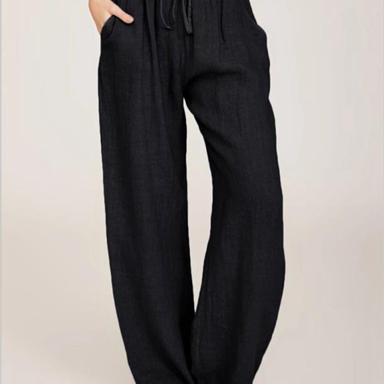 「lovevop」Drawstring Wide Leg Pants, Solid Loose Palazzo Pants, Casual Every Day Pants, Women's Clothing