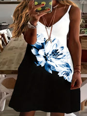 「lovevop」Floral Print Spaghetti Dress, Sleeveless V-neck Cami Dress, Casual Every Day Dress, Women's Clothing