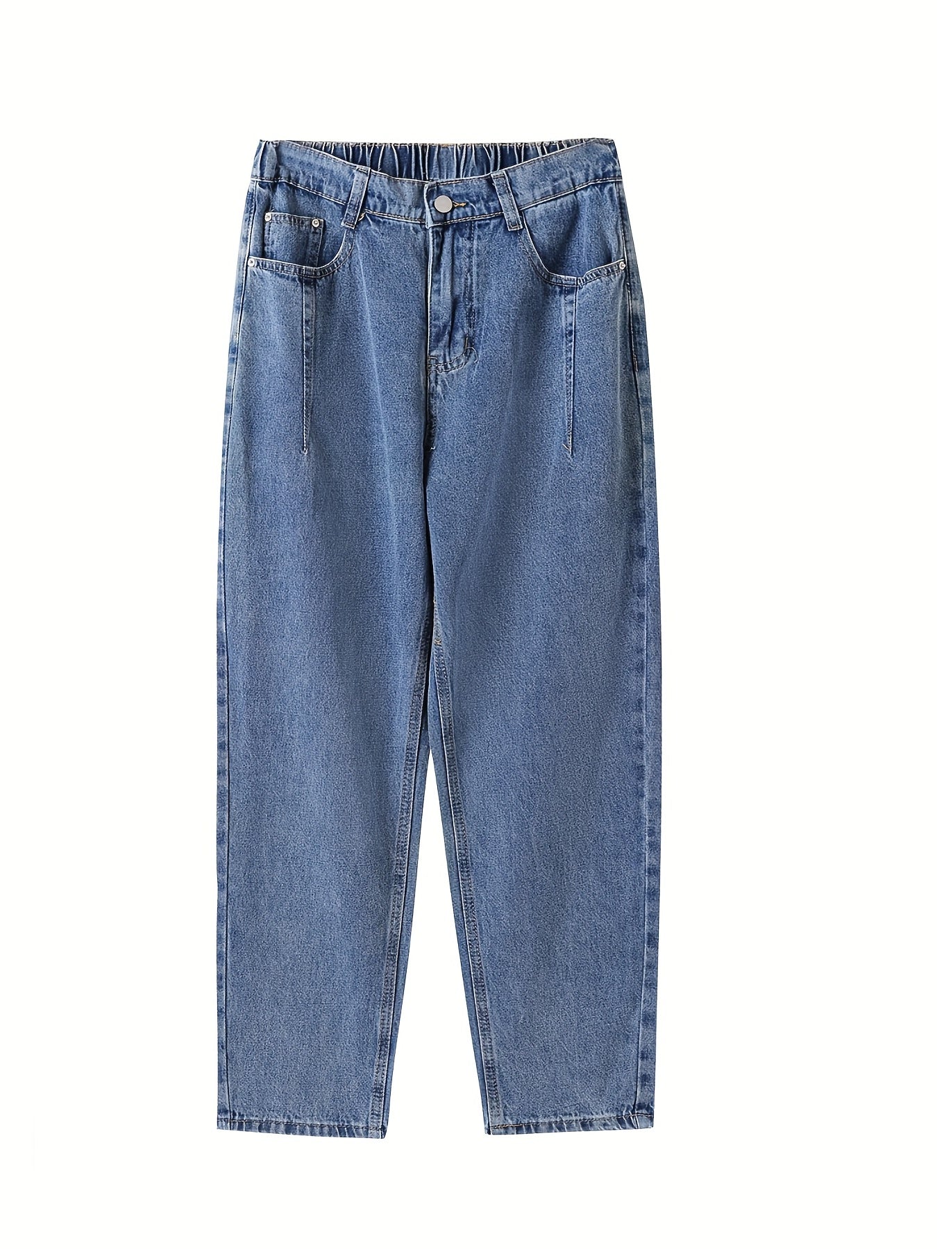 「lovevop」Roll Up Hem Mid Waist Harem Jeans, Slash Pockets Street Causal Style Loose Denim Pants, Women's Denim Jeans & Clothing