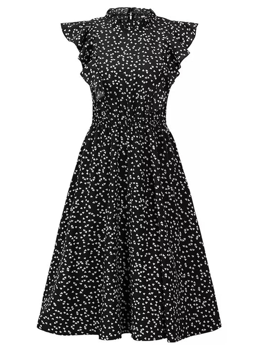 「lovevop」Women's Dresses Chiffon Dress Women Elegant Summer Floral Print Ruffle A-line Sundress Casual Fitted Clothes To Knees Dresses