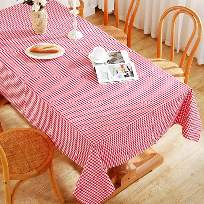 1PS Red & White Grid Tablecloth - Stylish, Durable Polyester-cotton Rectangular Cover - Perfect for Festive Events, Weddings, Birthdays, Holidays & Valentines Day - Adds Cozy Elegance to Coffee Tables & Bedside Cabinets