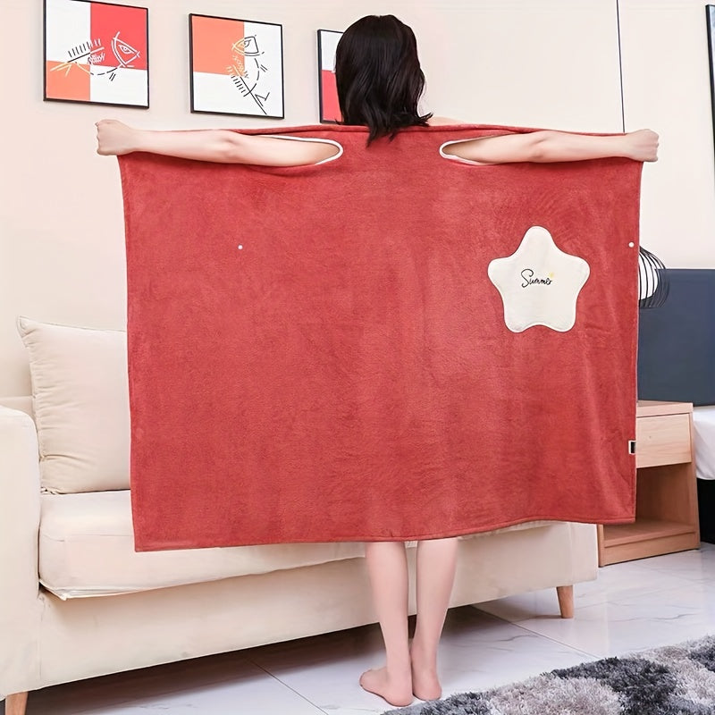 1pc Plush Quick-Drying Spa Bathrobe with Pocket - Bath Towels for Women with Thick Straps, Absorbent, Comfortable, Soft Wrap Towel for Home, Bathroom, Sauna, and Daily Use - Luxurious Bathroom Accessories for Relaxation