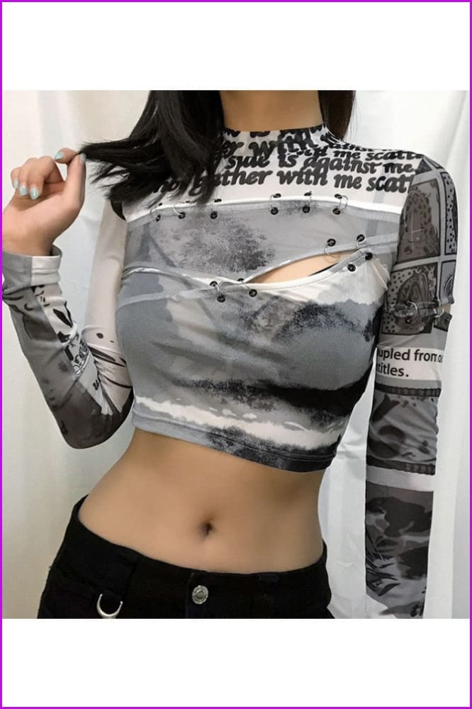 lovevop Fashion Long Sleeve Cropped T-shirts FW8068