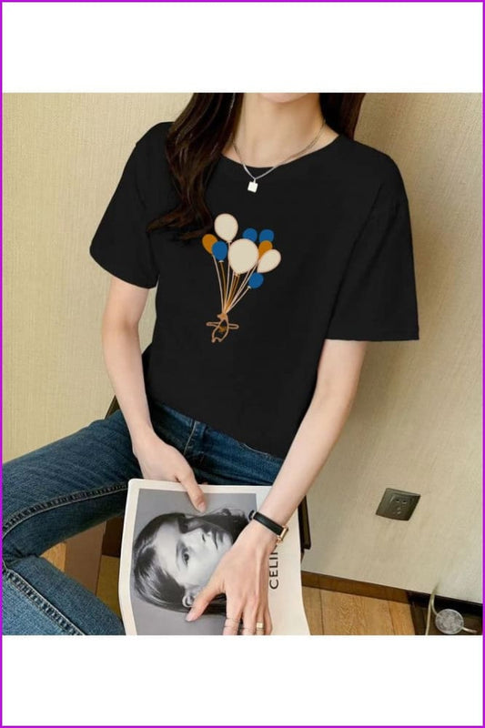 lovevop Short Sleeve Round Neck Printing Women's T-Shirt FW8146