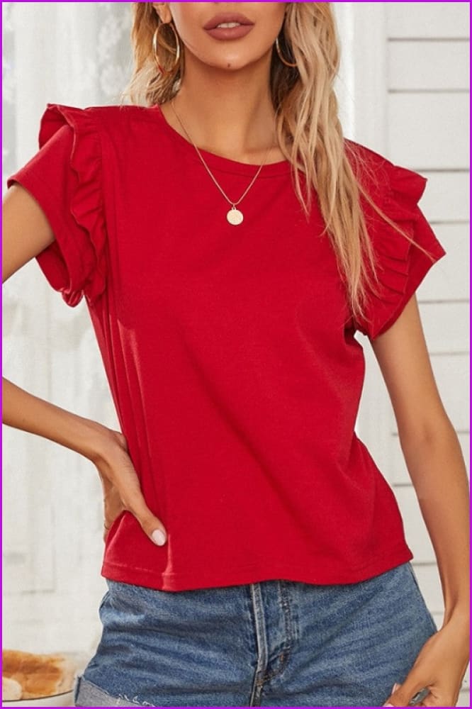 lovevop Simple Pure Color Loose Women's T-Shirt FW9038