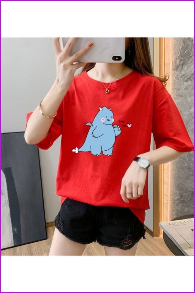 lovevop Summer Cartoon Print Short Sleeve T-Shirt FW7814