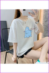 lovevop Summer Cartoon Print Short Sleeve T-Shirt FW7814