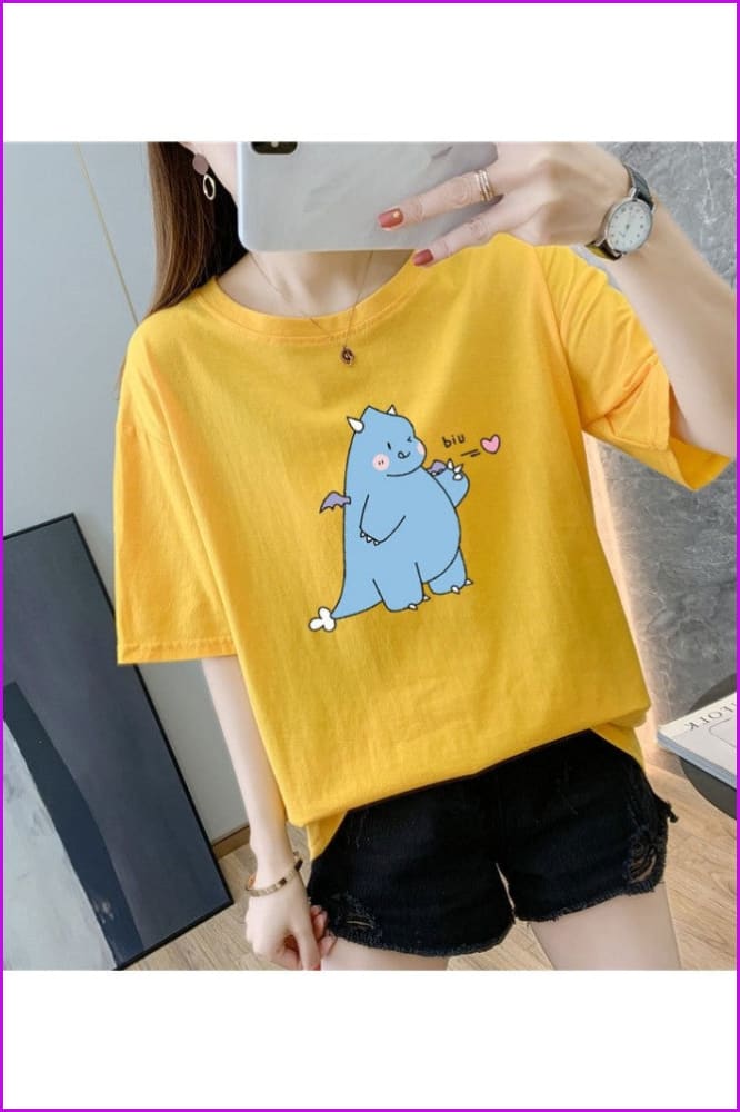 lovevop Summer Cartoon Print Short Sleeve T-Shirt FW7814