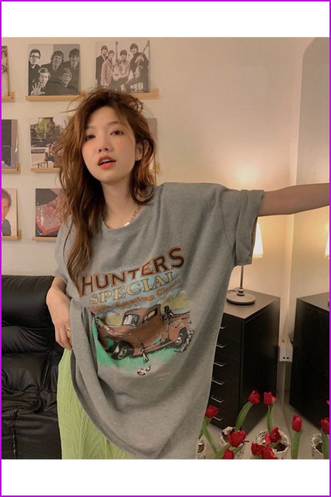 lovevop Summer Oversize Casual Short Sleeve Tops T-shirts FW4071