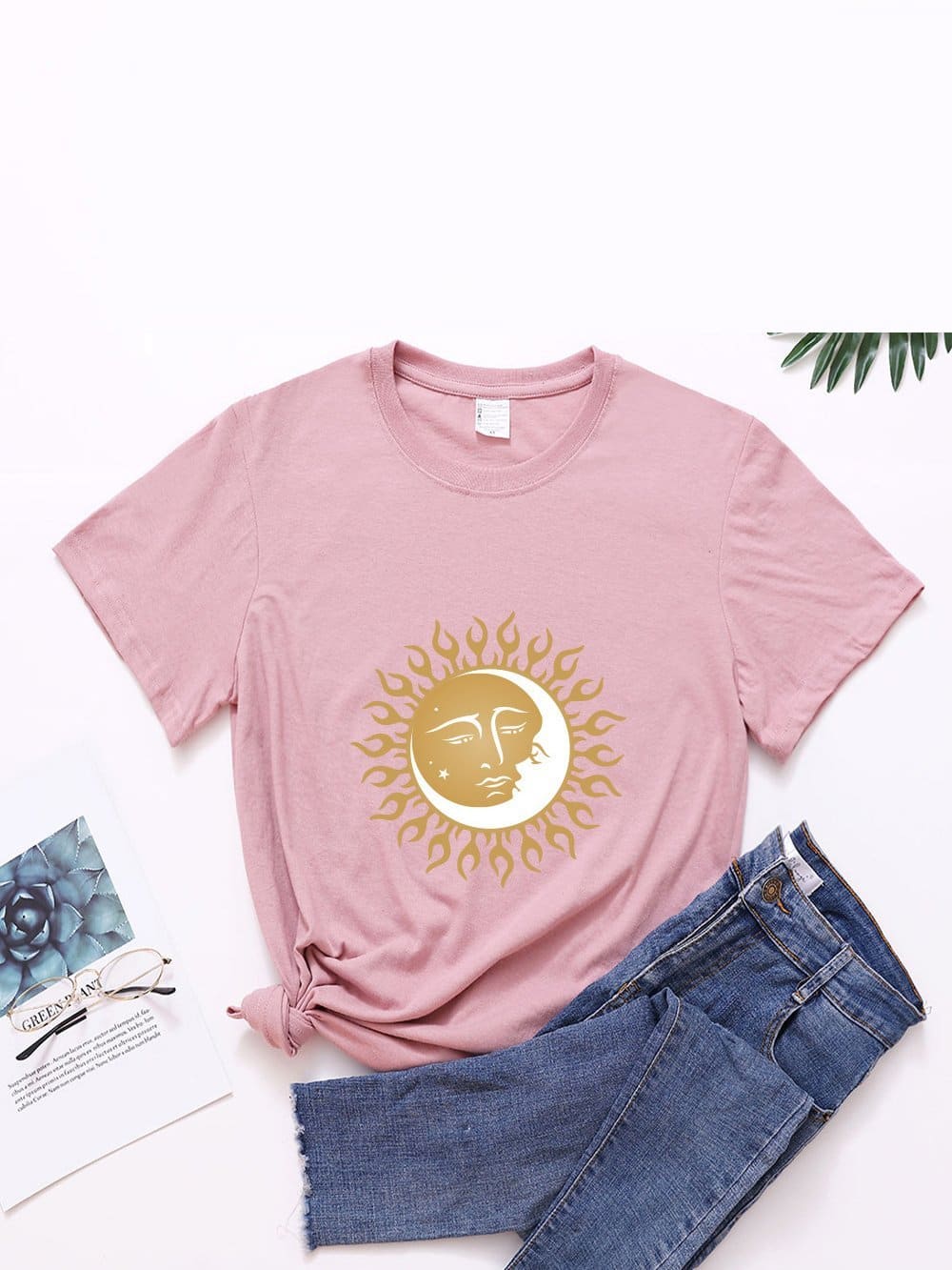 lovevop Casual Art Printed Crew Neck Women T-Shirt