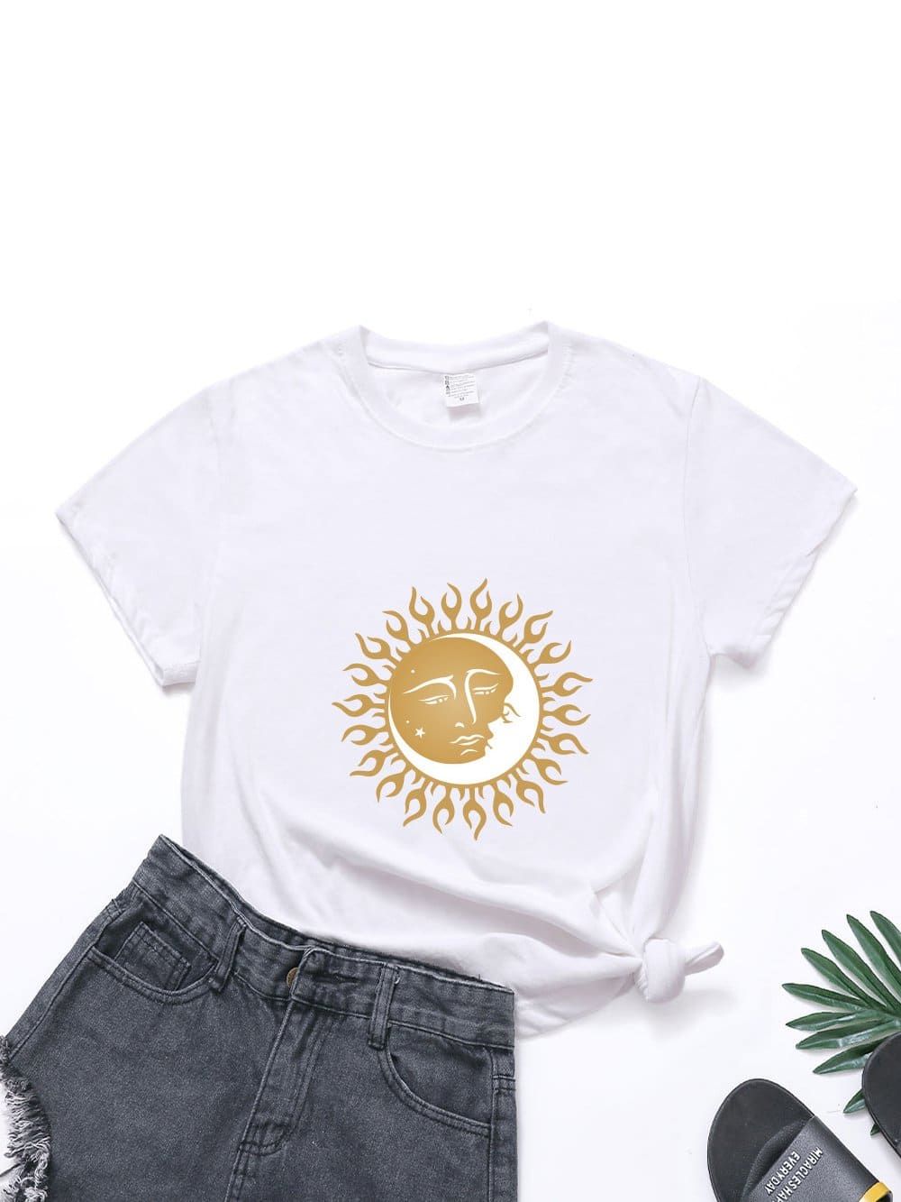 lovevop Casual Art Printed Crew Neck Women T-Shirt