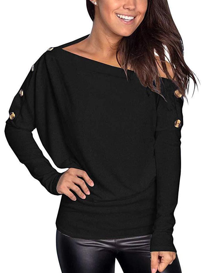 lovevop Casual Fall Plain Solid Comfy Long Sleeve T-Shirt