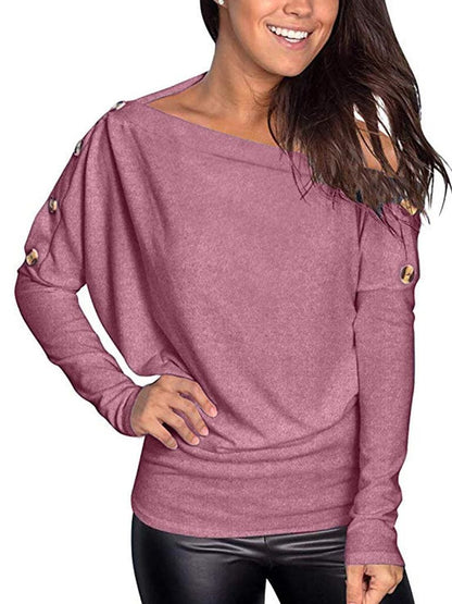 lovevop Casual Fall Plain Solid Comfy Long Sleeve T-Shirt