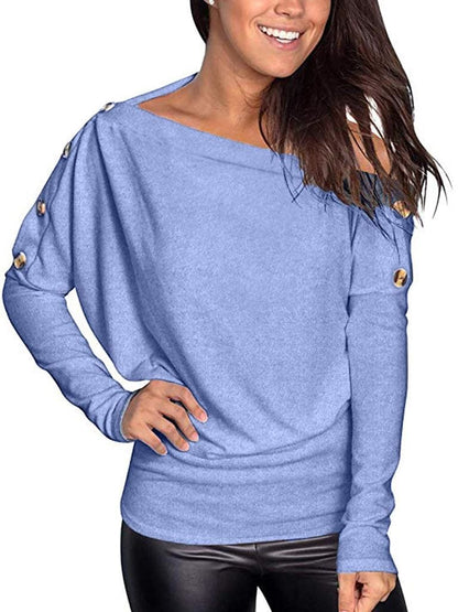 lovevop Casual Fall Plain Solid Comfy Long Sleeve T-Shirt