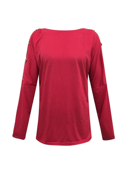 lovevop Casual Fall Plain Solid Comfy Long Sleeve T-Shirt