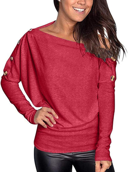 lovevop Casual Fall Plain Solid Comfy Long Sleeve T-Shirt