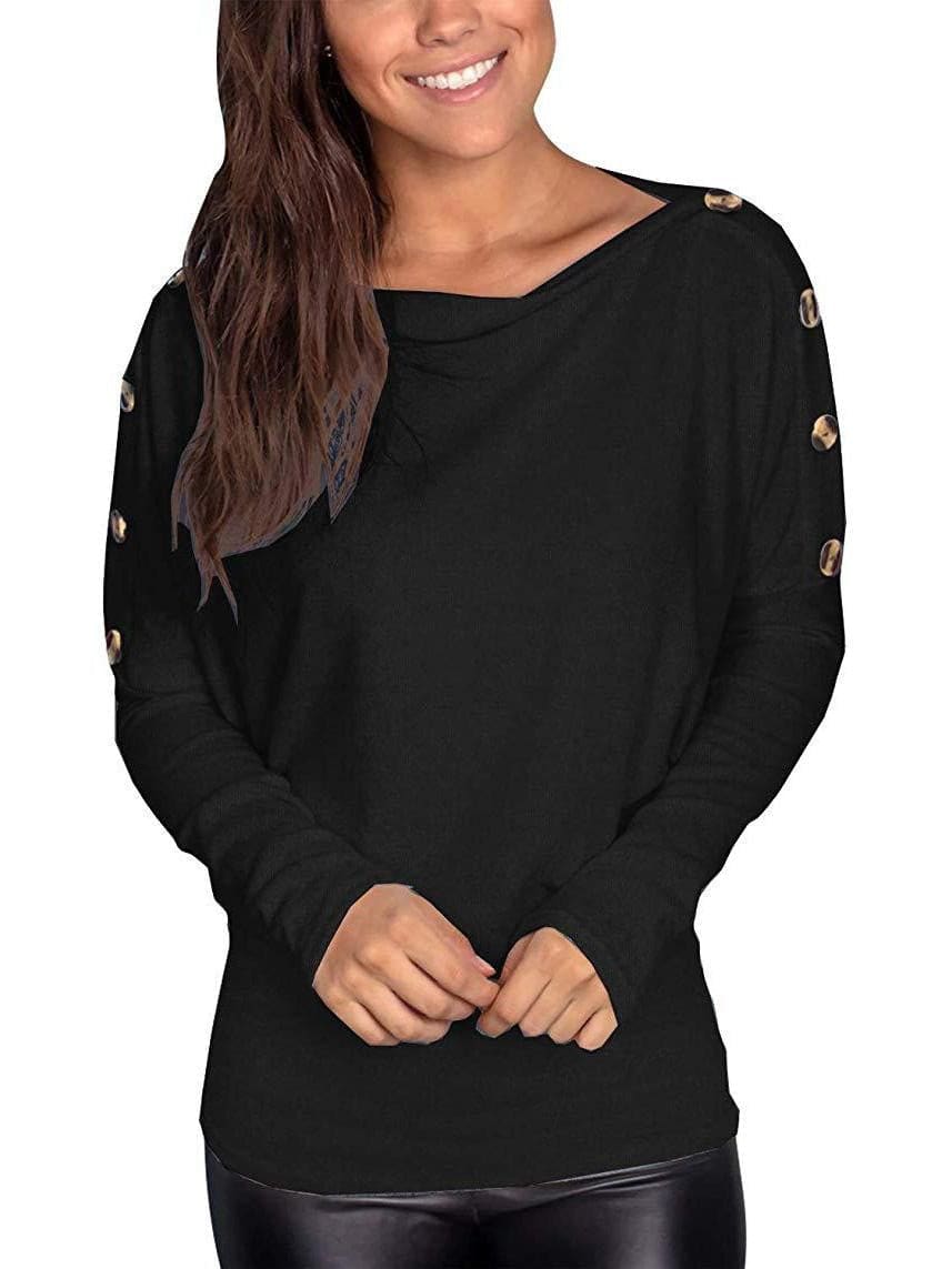 lovevop Casual Fall Plain Solid Comfy Long Sleeve T-Shirt