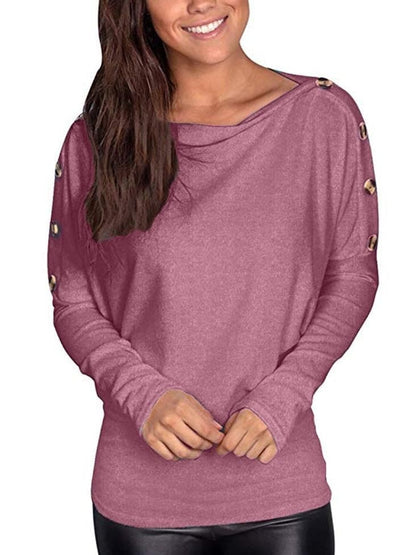 lovevop Casual Fall Plain Solid Comfy Long Sleeve T-Shirt