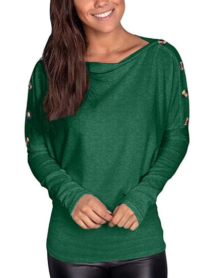 lovevop Casual Fall Plain Solid Comfy Long Sleeve T-Shirt