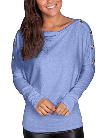 lovevop Casual Fall Plain Solid Comfy Long Sleeve T-Shirt