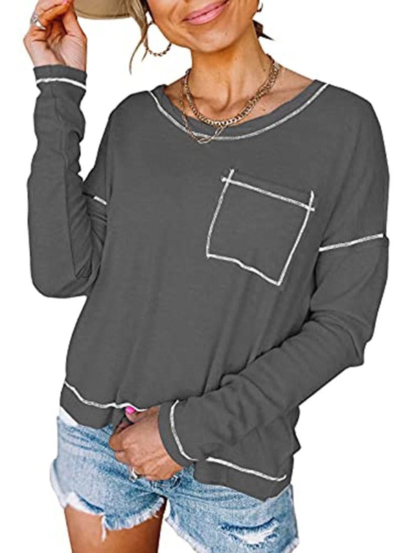 lovevop Casual Loose Fashion Autumn Long Sleeve T-Shirt