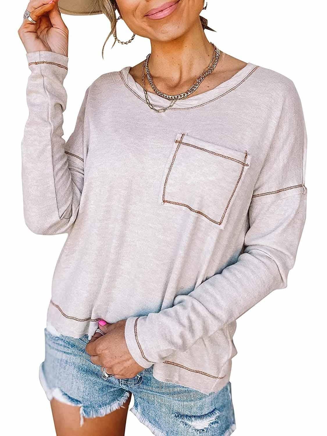 lovevop Casual Loose Fashion Autumn Long Sleeve T-Shirt