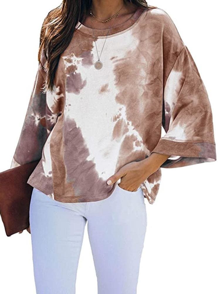 lovevop Casual Women Loose Fitting Tie Dye T-Shirts