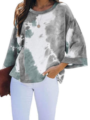 lovevop Casual Women Loose Fitting Tie Dye T-Shirts