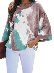 lovevop Casual Women Loose Fitting Tie Dye T-Shirts