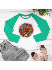 lovevop Christmas Wreath Print Casual Long Sleeve T-Shirt