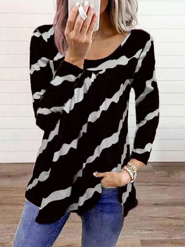 lovevop Contrast Color Casual Long Sleeve T-Shirt For Fall