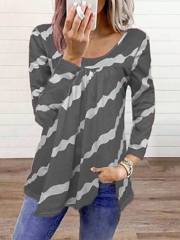 lovevop Contrast Color Casual Long Sleeve T-Shirt For Fall